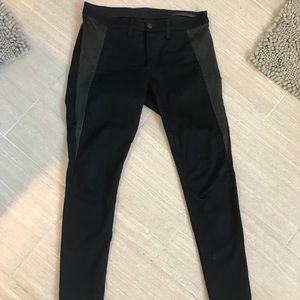 Rag & Bone Black Skinny Jeans w leather accent